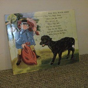 Collectible Vintage 1956 Sifo Co Nursery Rhyme Tray Puzzle BAA, BAA, BLACK SHEEP